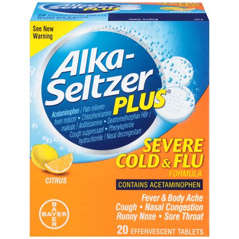 alka seltzer cold and flu active ingredients|alka seltzer severe cold tablets.